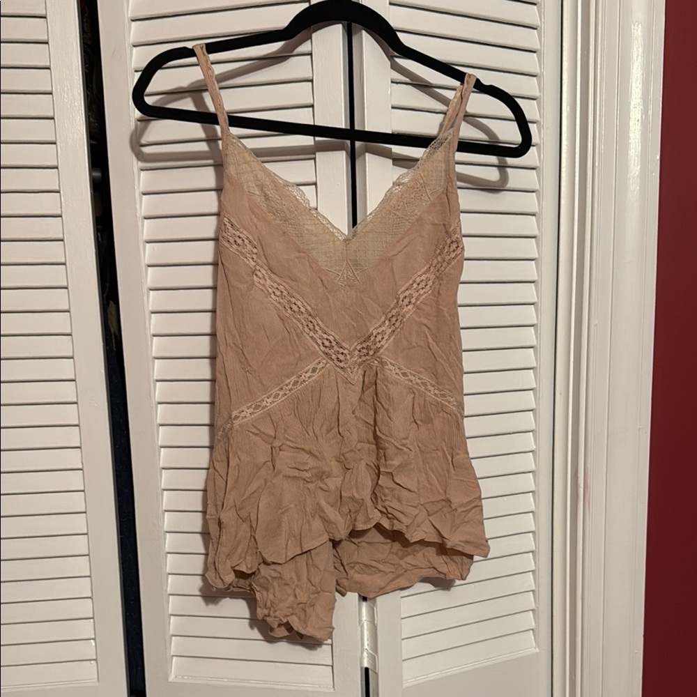 Cross back Lace Trim Women's Top